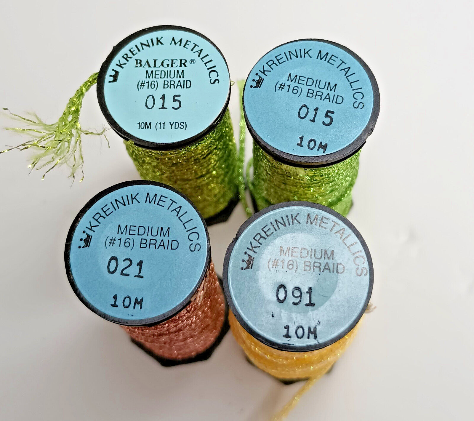 Kreinik Metallic #16 Medium Braid Needlepoint Green Multi Color 015 021 Lot of 4