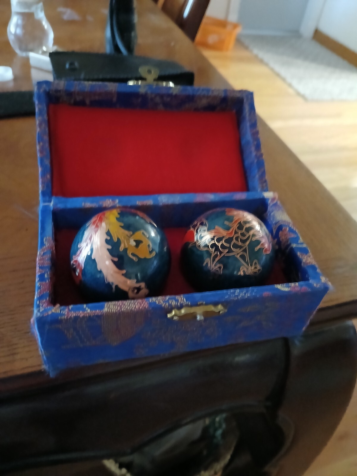 Vintage 1980’s Ben-Wa Meditation Relaxation Singing Balls Enamel Dragon Phoenix