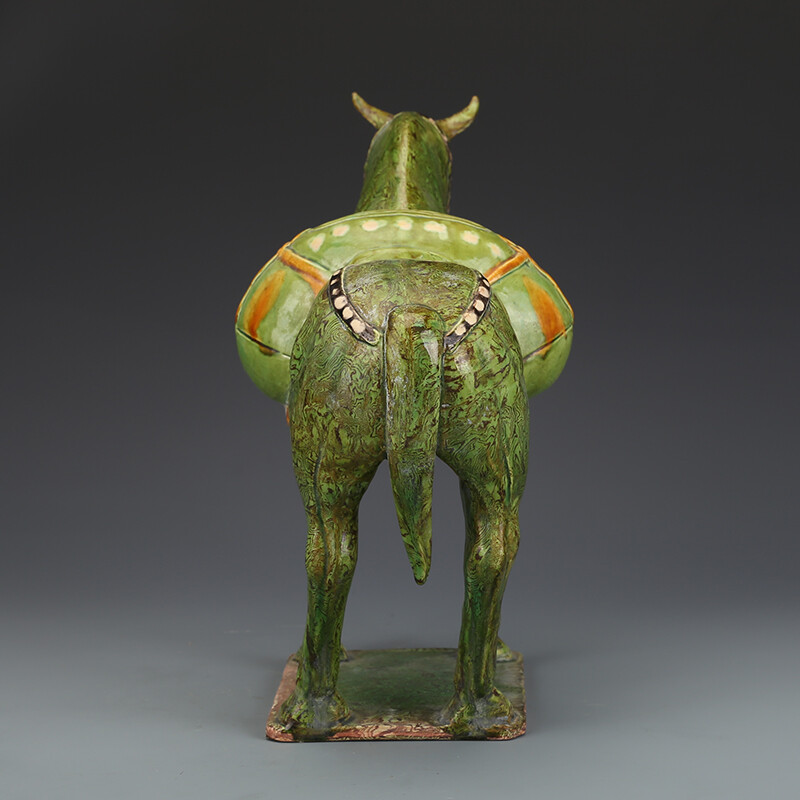 11.4″Chinese Song Green Glaze Porcelain Twisted Colored Body Battle Steed Statue