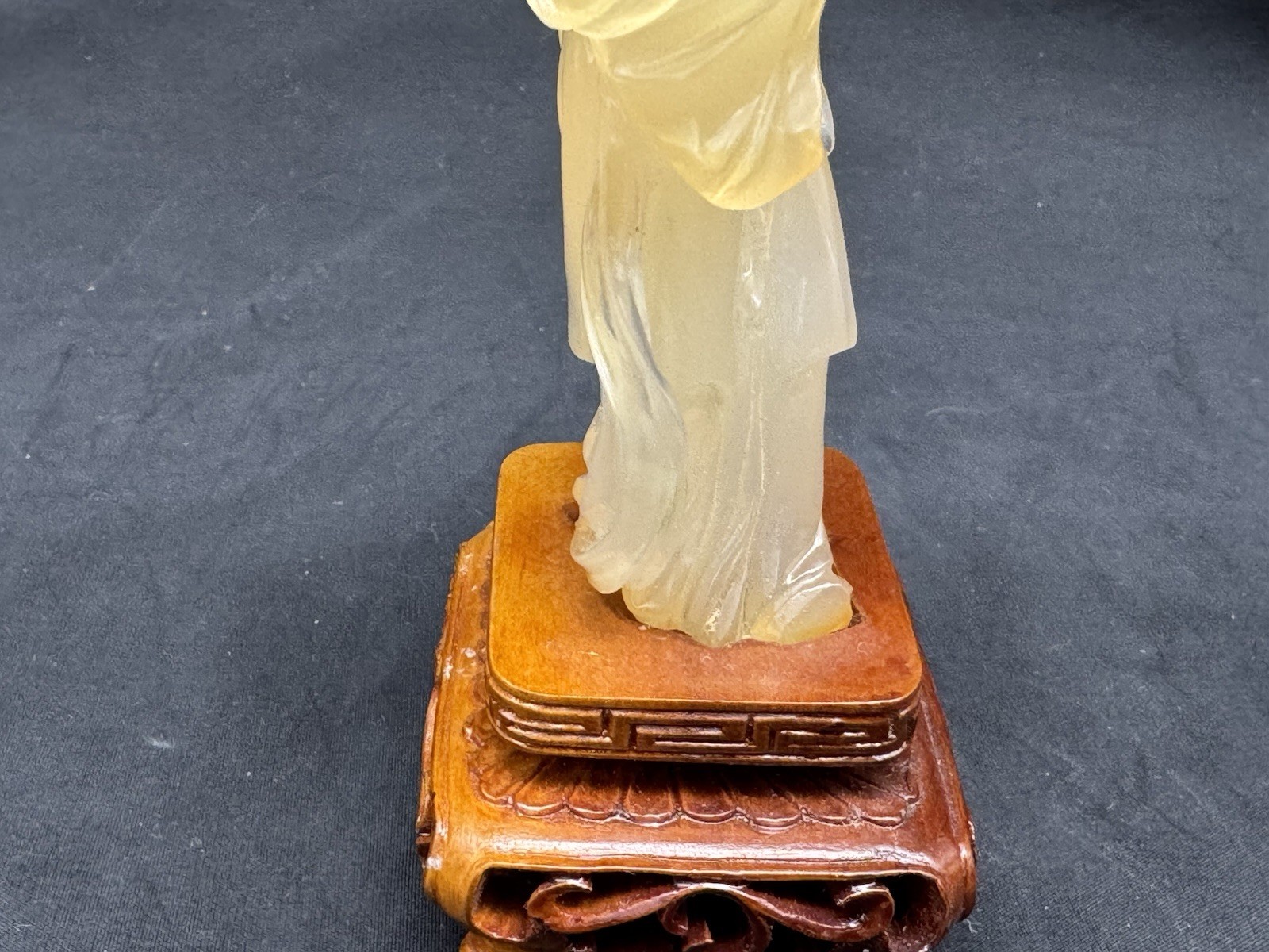 Chinese Carved Agate Stone Lady Sculpture, 4.5″