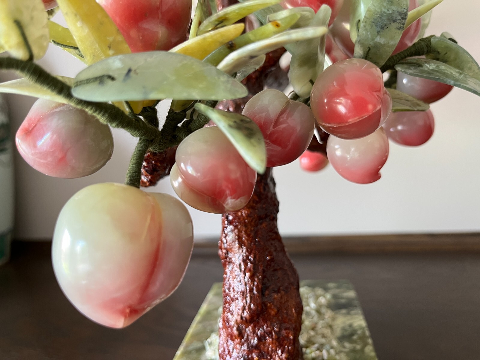 Chinese Carved jade Gemstone Peach Tree ,BonsaiTree 1970-1980