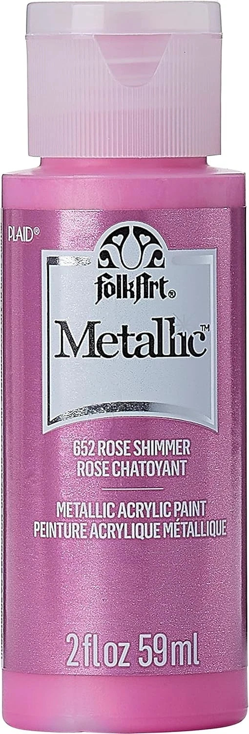 FolkArt Metallic Acrylic Paint in Assorted 2 Fl Oz (Pack of 1), Rose Shimmer