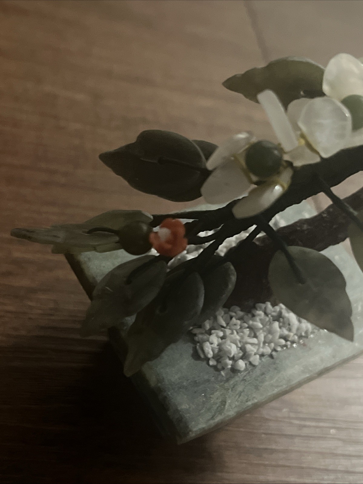 Vintage Chinese Small Jade Quartz Bonsai Tree Sculpture Figurine Decor