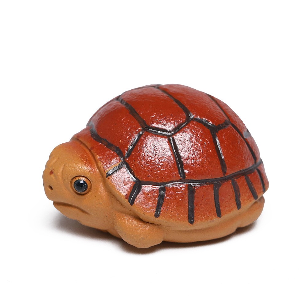 2″ China Yixing Zisha Jiangpo Clay Mini Red Shell Longevity Turtle Tea Pet