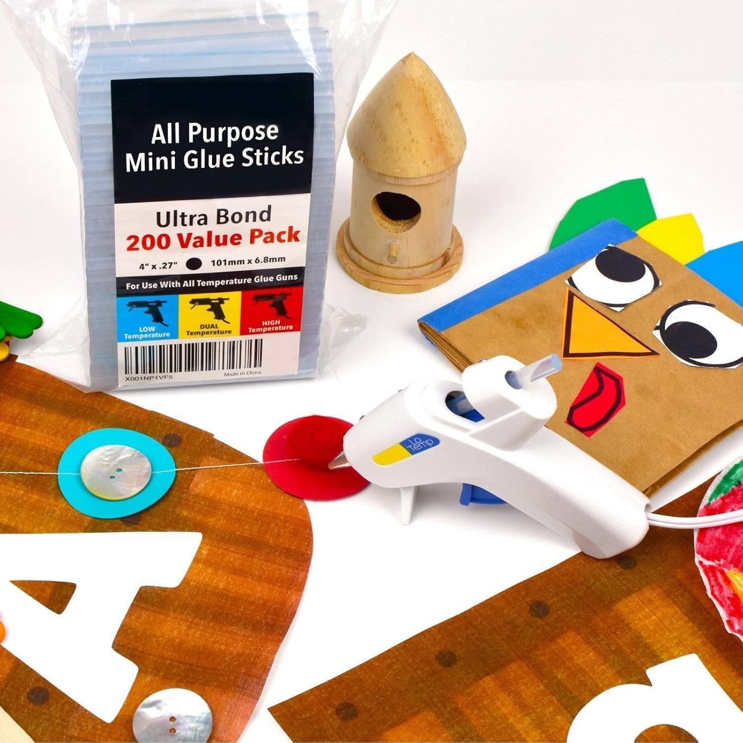 Mini Hot Glue Sticks – 4 in x 0.27 in, Pack of 200 – Universal Fit Glue Gun S…