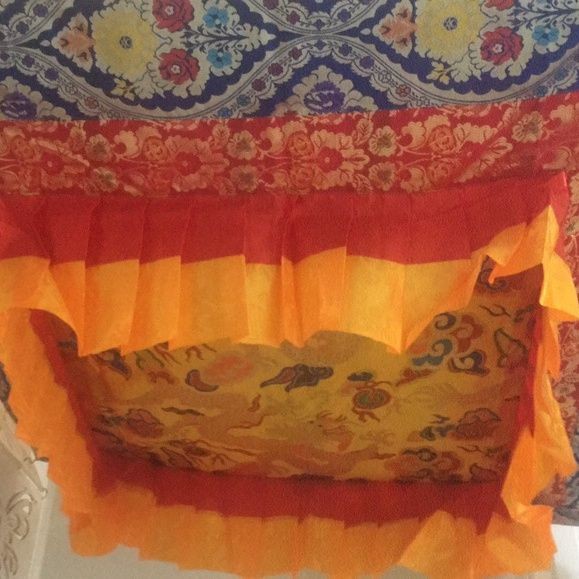 Tibetan Buddhist Square Ceiling Cloth Dragon Pattern Altar Canopy 100x100cm