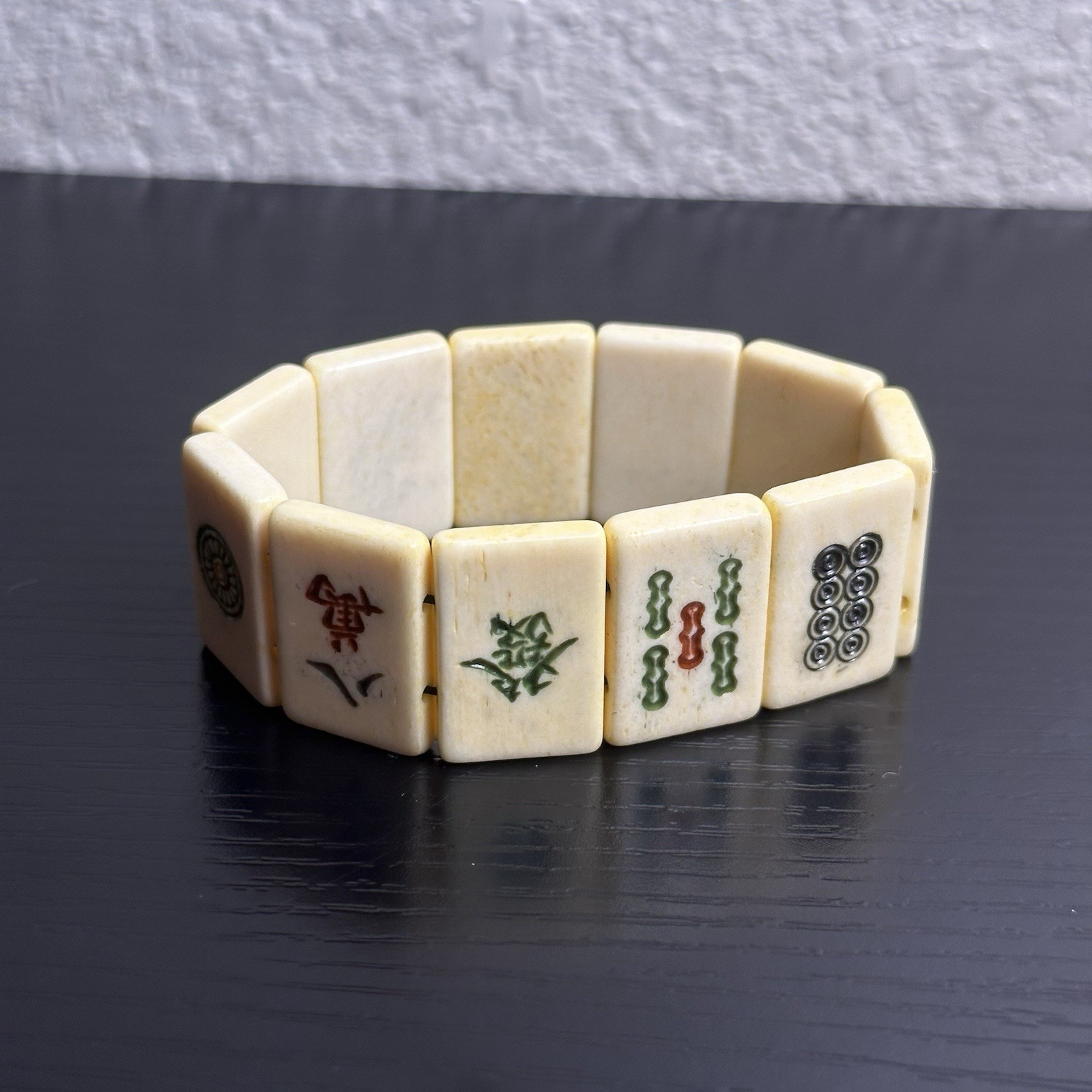 Vintage Mahjong Gambling Amulet [1950s ~ Mahjong Gambling Amulet] Natural Bone