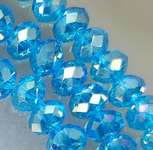 New 1pcs 4x6mm Blue Women Glass Crystal Beads Rondelle Spacer Jewelry 17″