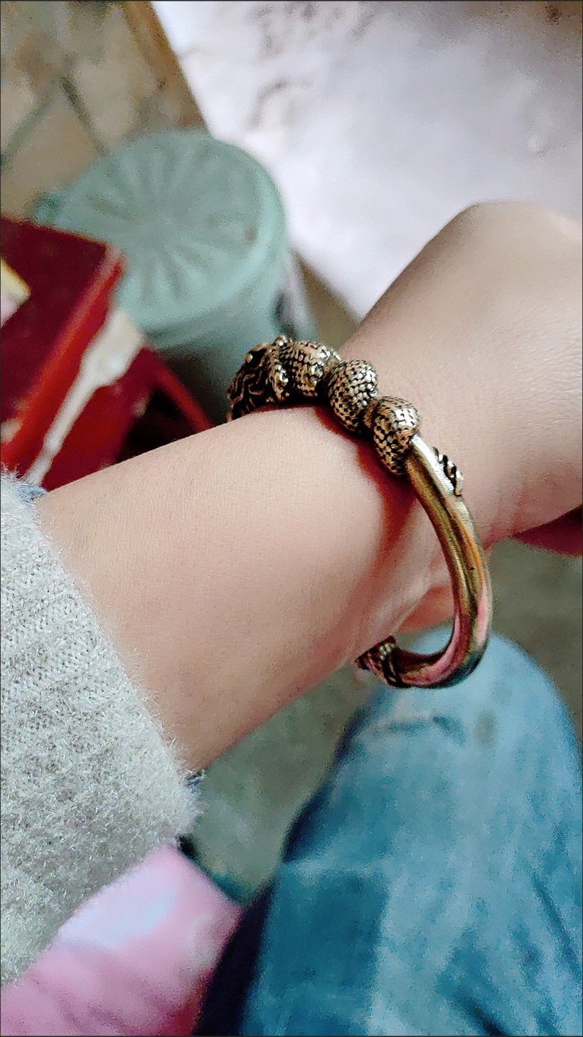 Vintage Double Dragon Head Pure Copper Bracelet Antique Open Bangle Jewelry