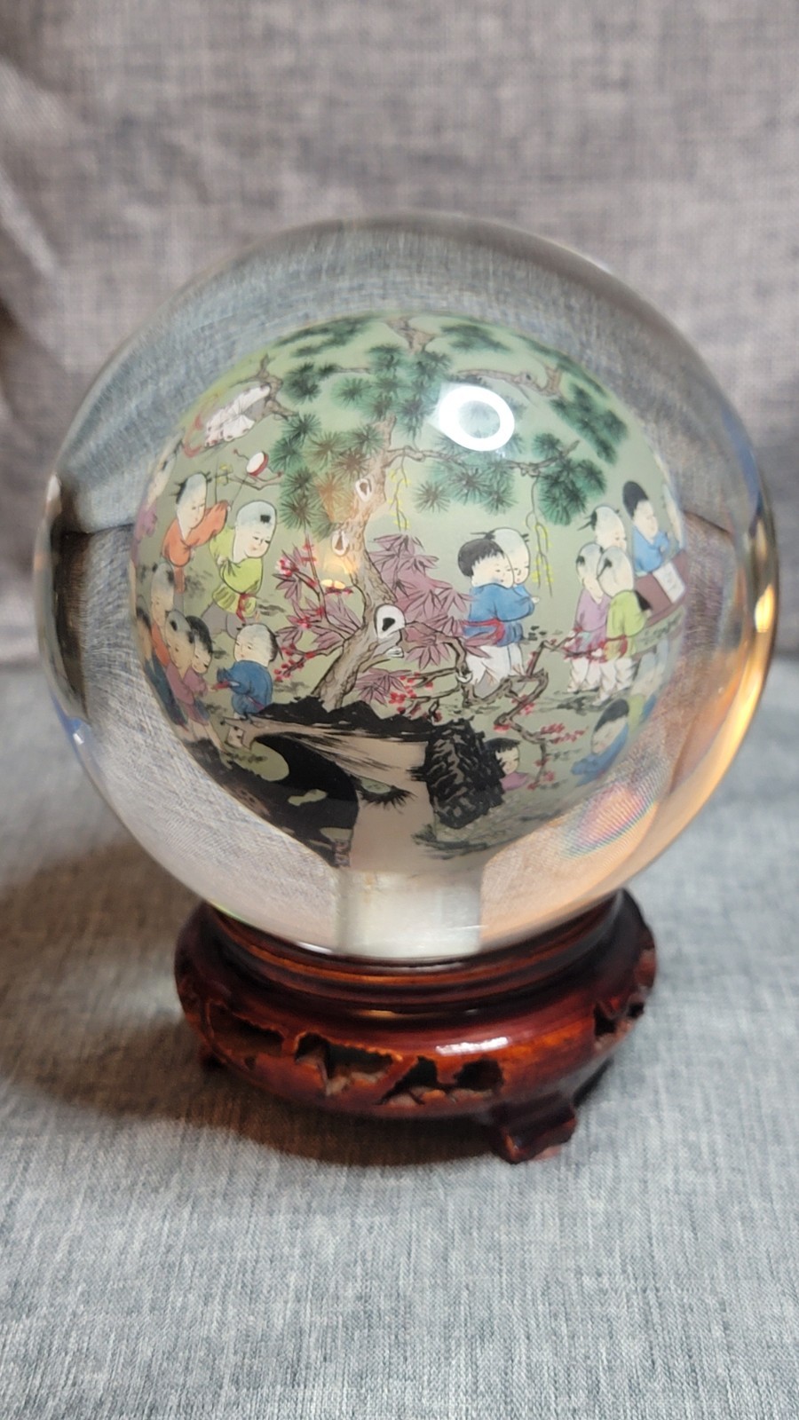 Approx 4 Inch Diameter Chinese Reverse Painted Globe Li Bien READ