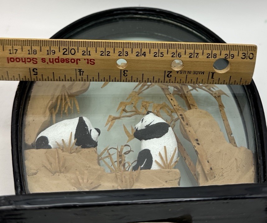 Cork Art Panda DIORAMA YOU Lacquer Glass Panda Vintage diorama Cork