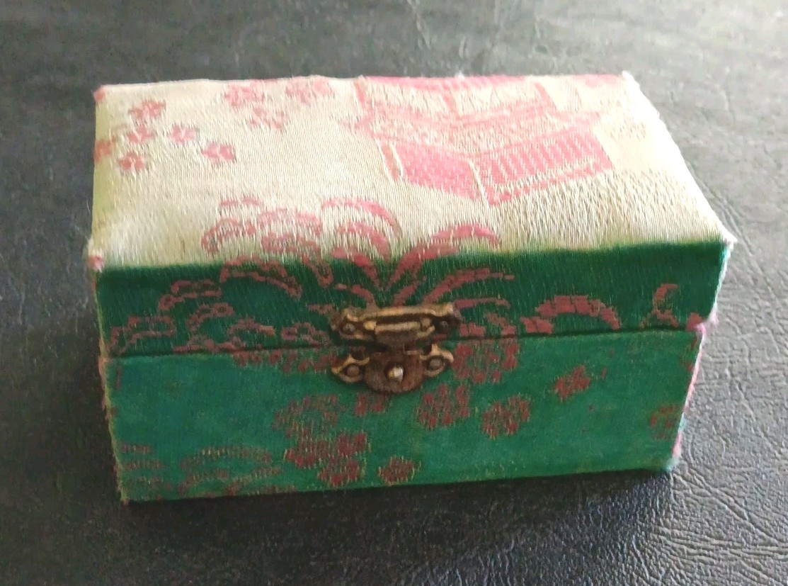 Vtg Chinese Baoding Cloisonné Balls with Brocade Box “USA” Flag Design