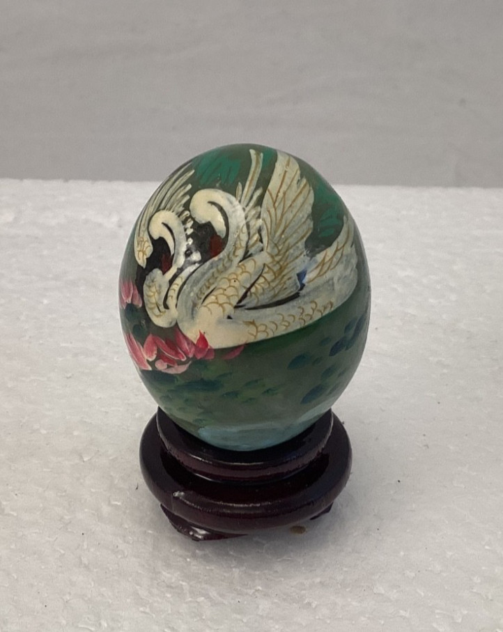 Set of 10 Hand Painted Asian Jade Eggs w/stands Pandas Birds Flowers Great Wall