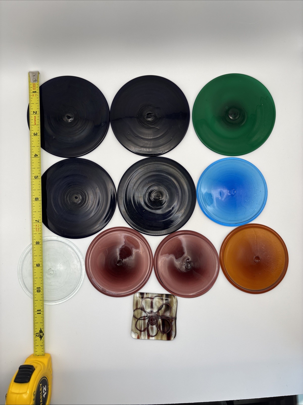 Vintage Hand-Blown Glass Rondels Lot (10 Pcs) 4” 3” Stained Glass