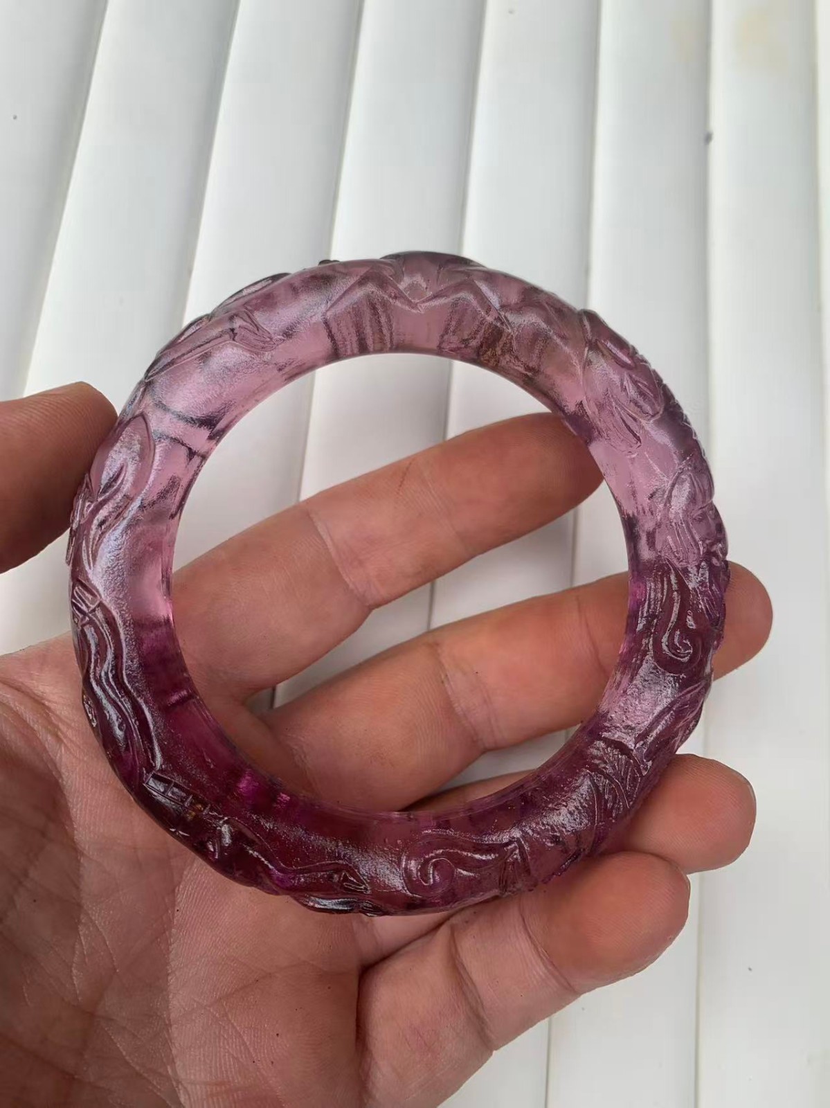 Excellent Chinese Old Crystal Hand Carved Bangle Bracelet