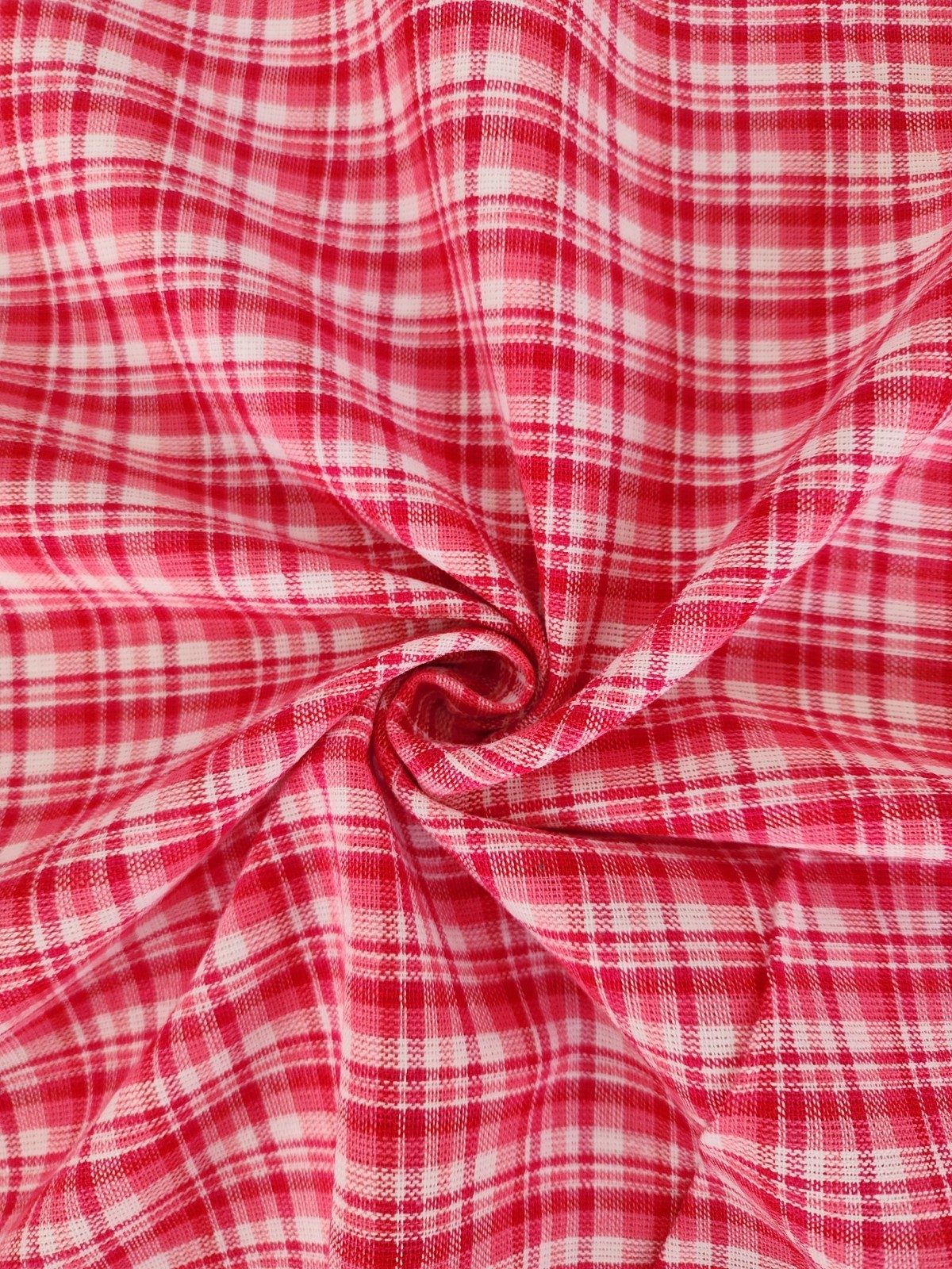 Red Check/Plaid Fabric, by the Yard, Homespun