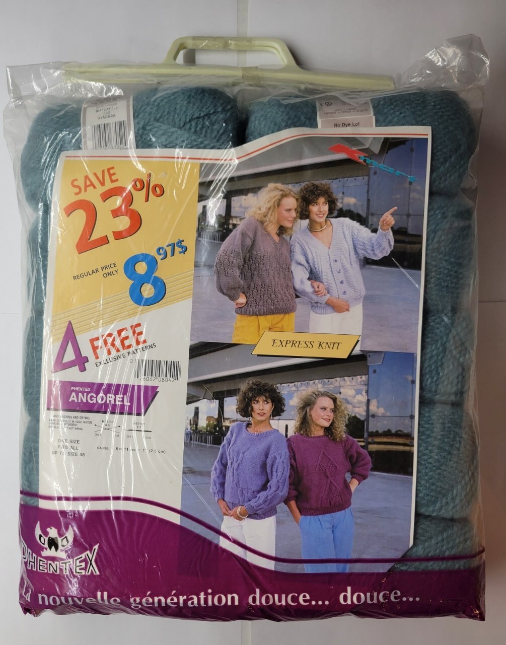 Vintage Phentex Angorel 10 Pack Yarn Express Knit Kit KMart Branded