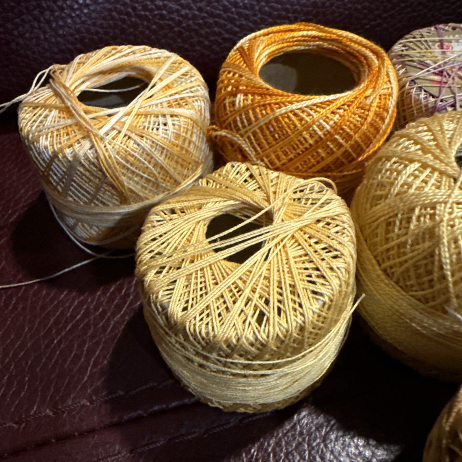 Vintage Crochet Tatting & embroidery Thread Solid & Variegated Multi brand/yello
