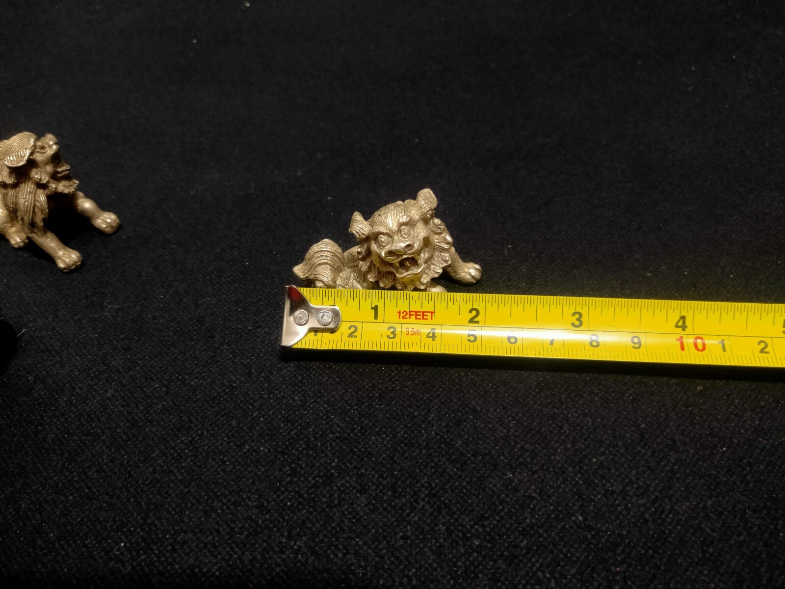 Collectible old tibet silver carved pair foo fu dog door lion guardian statue