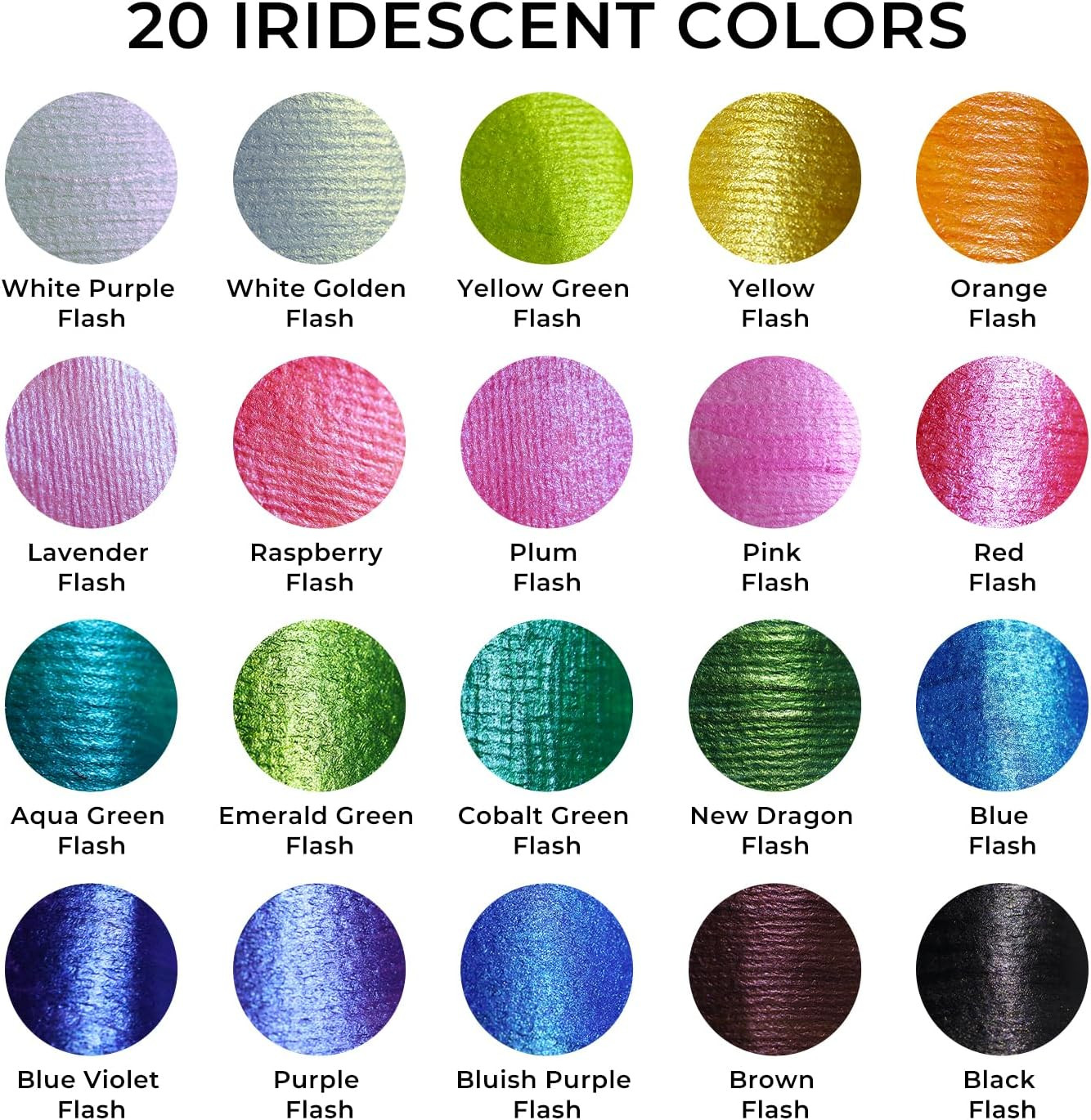 Artme Iridescent Acrylic Paint Set, 20 Chameleon Colors in 2 Oz/60Ml Bottles