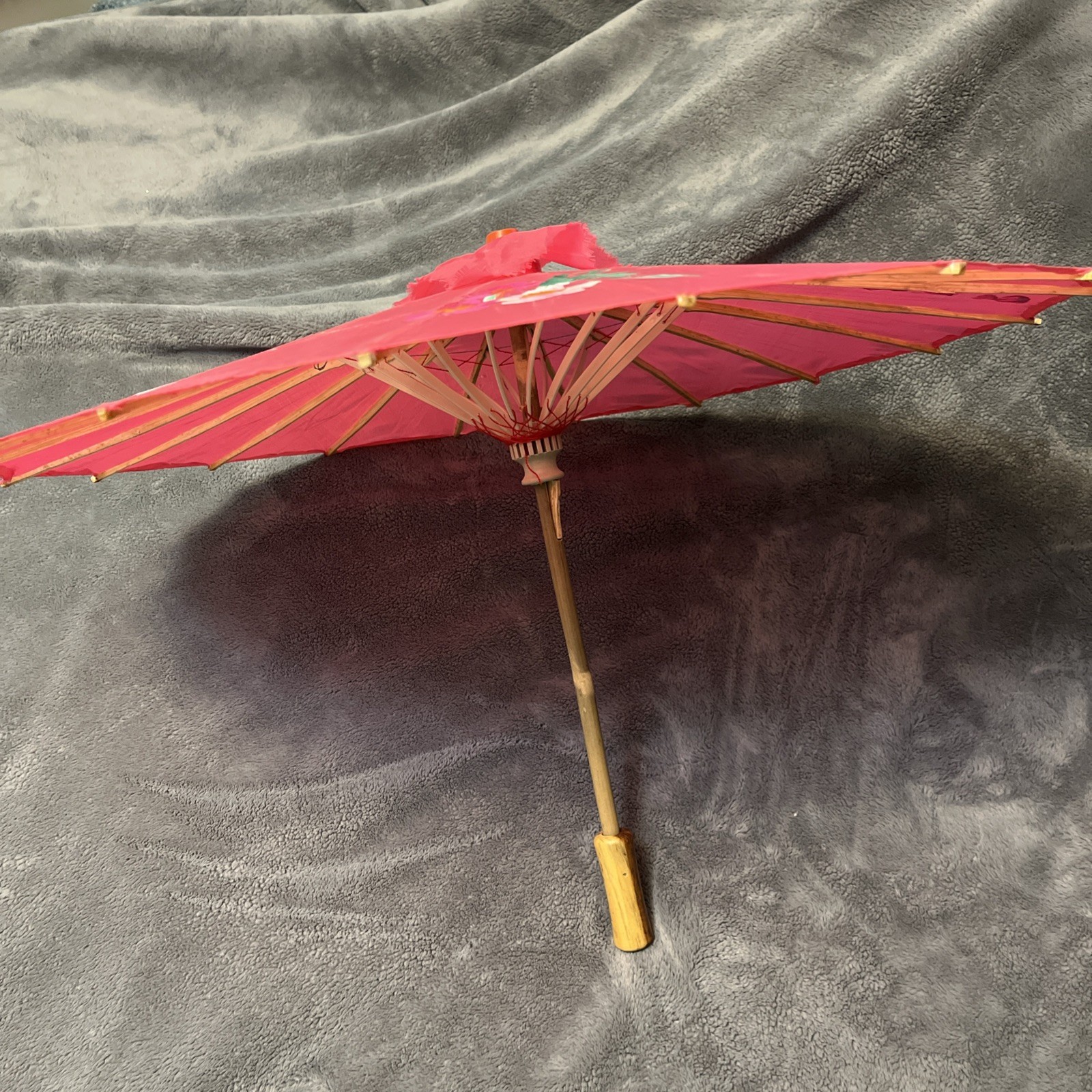 Chinese Pink Floral Umbrella Decor See Description
