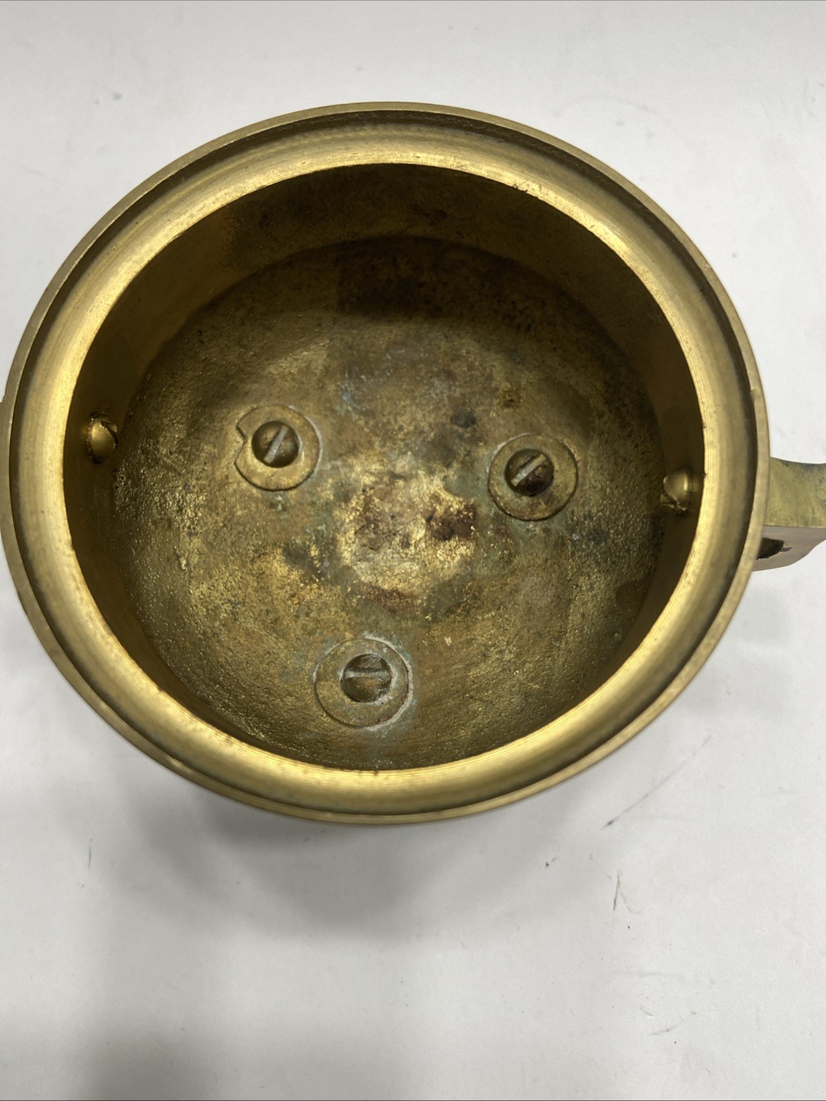 Vintage Chinese Brass Footed Incense Burner Holder Tri pod pot With Lid