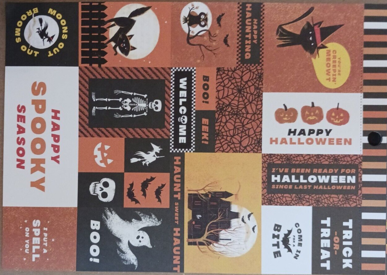 12×12 and 6×8 Halloween Scrapbook Paper Pads 36 Double Side Boo Ghost Witch Word