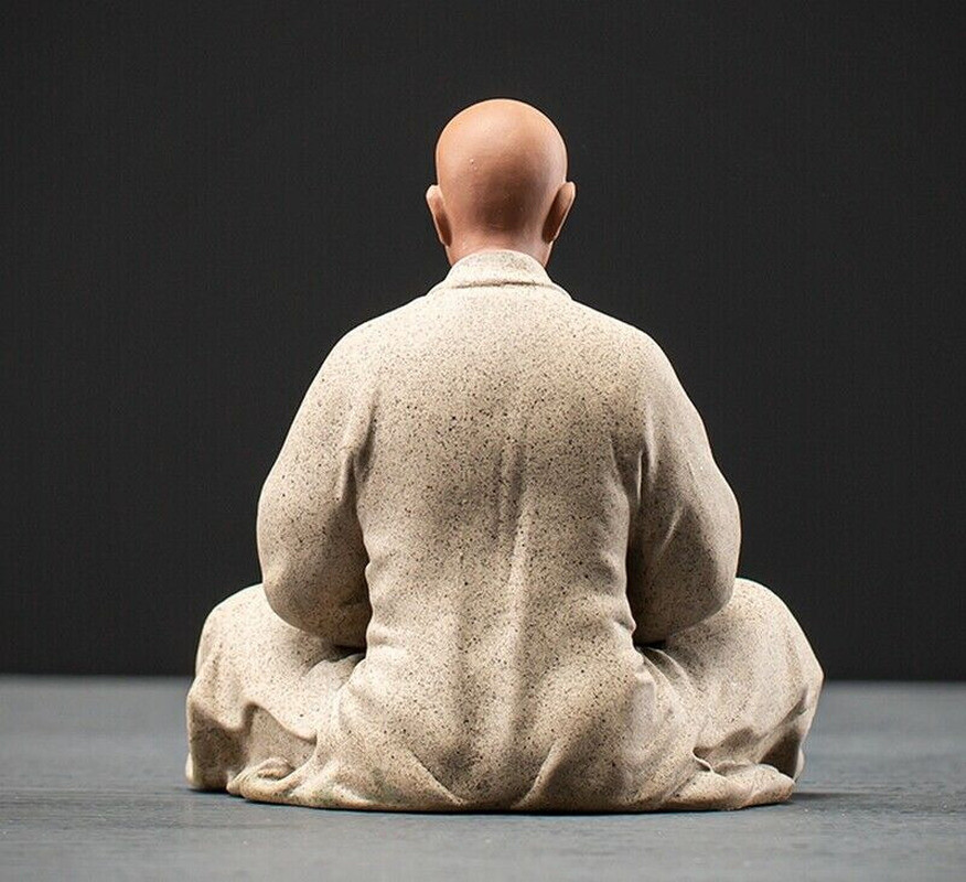 China Ceramic Sculpture Monk Statue Buddhism Figure Zen Porcelain Decoration