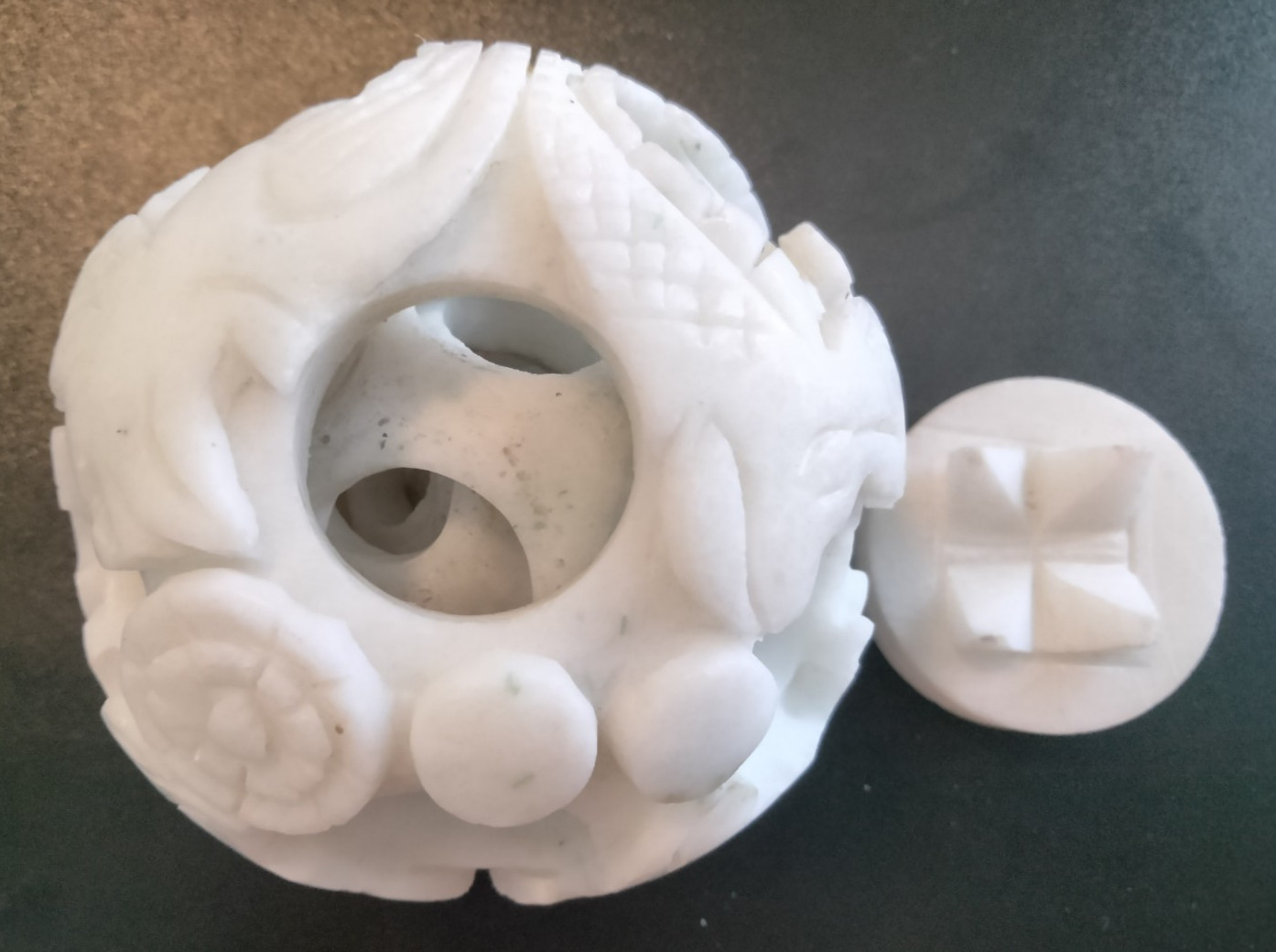 Chinese Carved Jade Handmade Puzzle Ball Sphere Decorative Collectible 5 layers