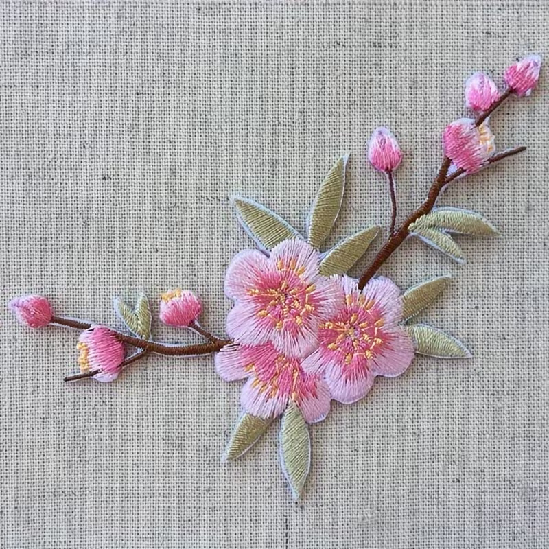 Embroidered Flower iron on patch applique 4 x 2+1/4 inch FREE SHIPPING