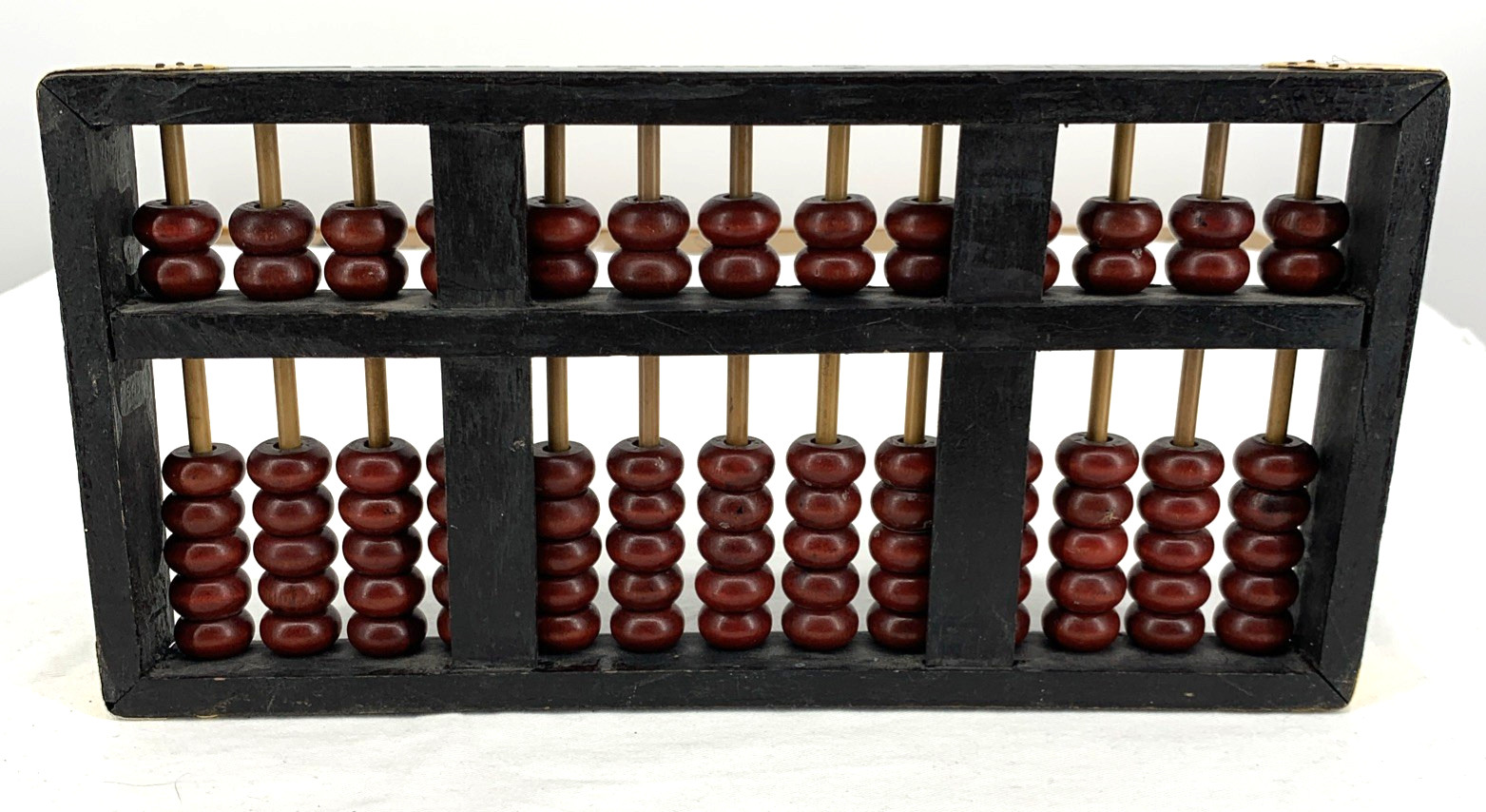 Abacus Wood And Brass 13 Rows 91 Beads Chinese 10.5″