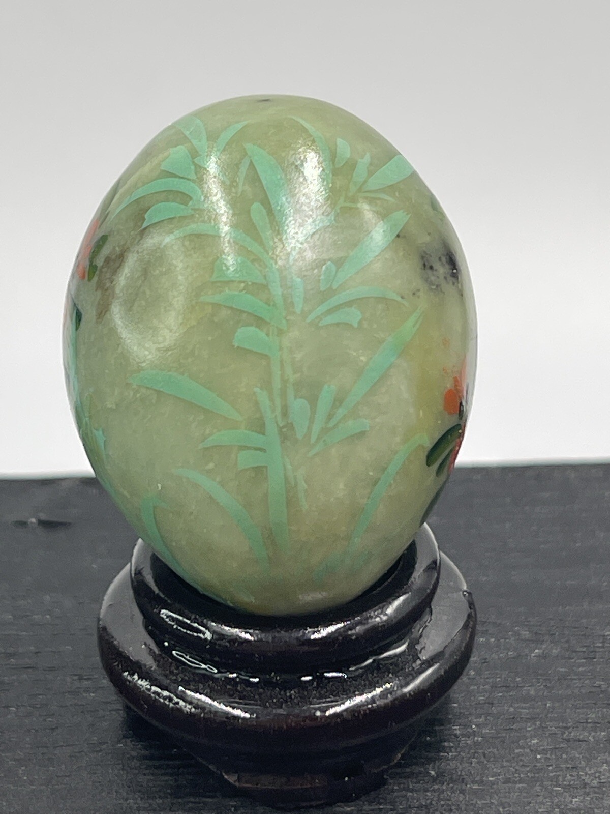 Jadeite Egg Mini Bird Blue Flowers Multicolor Bamboo