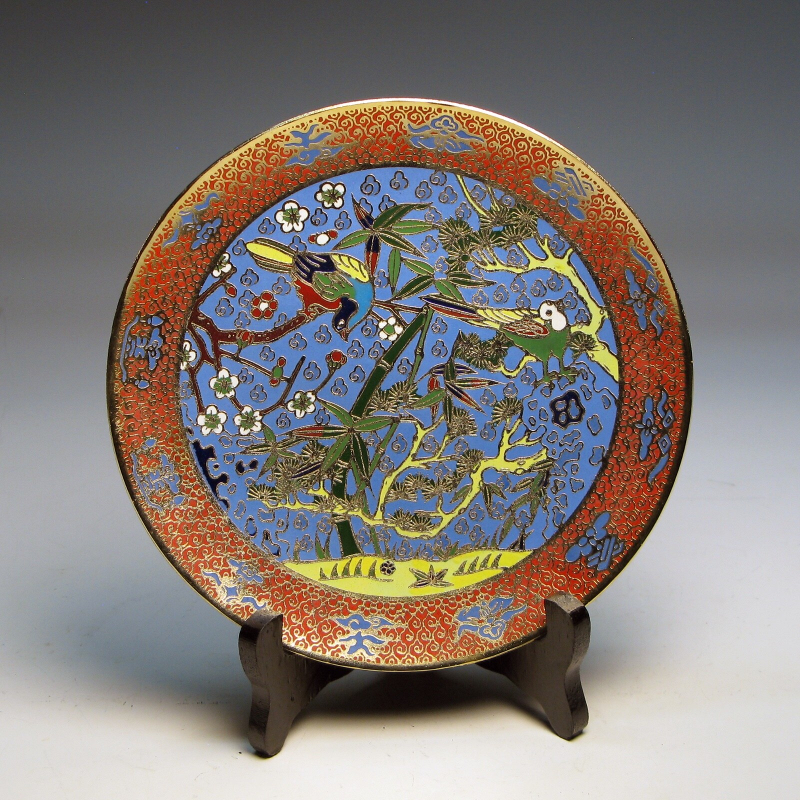 “THE TREE OF LIFE” Cloisonne Plate Chinese Mandarin Treasure