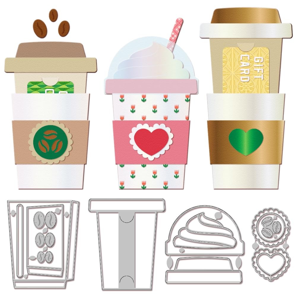 GLOBLELAND Coffee Cup Gift Card Holder Cutting