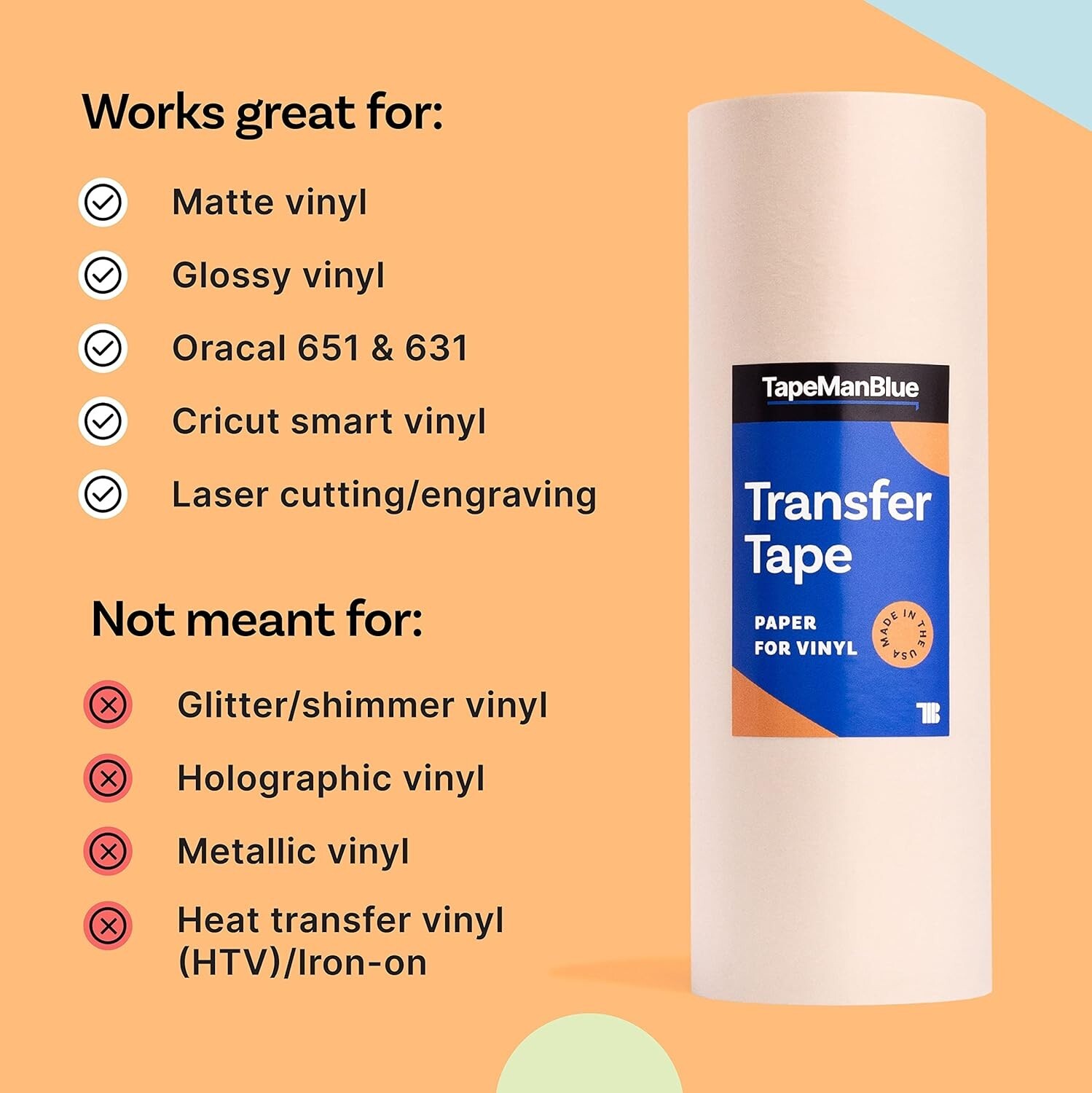 12″ x 100′ Roll of Paper Transfer Tape for Vinyl, 12 inch x 100 feet, Natural