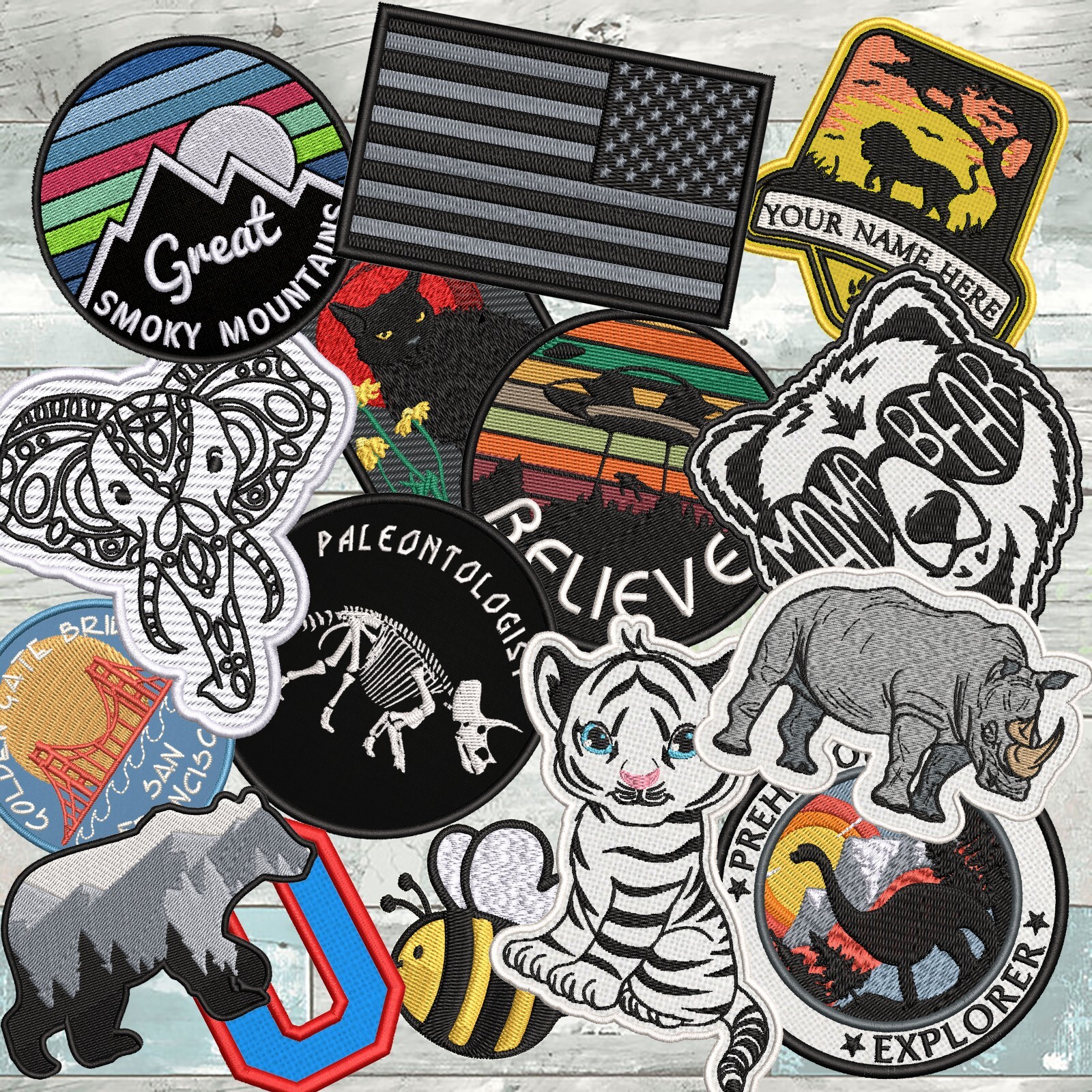 USA American Flag Black Grey Patch 3″ x 2 ” Embroidered Iron-on Badge Applique