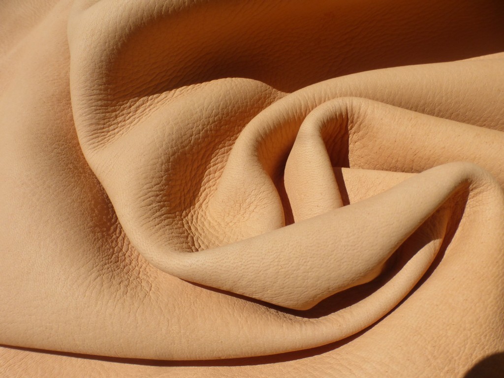Moose leather hide Orange Cream thick & full bodied w/rustic grainy texture