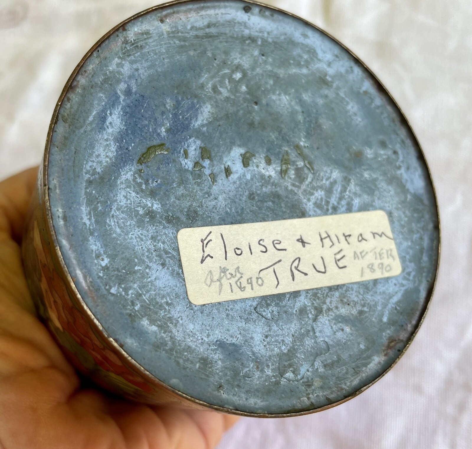 Late 1800’s Chinese Cloisonne Enamel Metal Tea Caddy W Lid