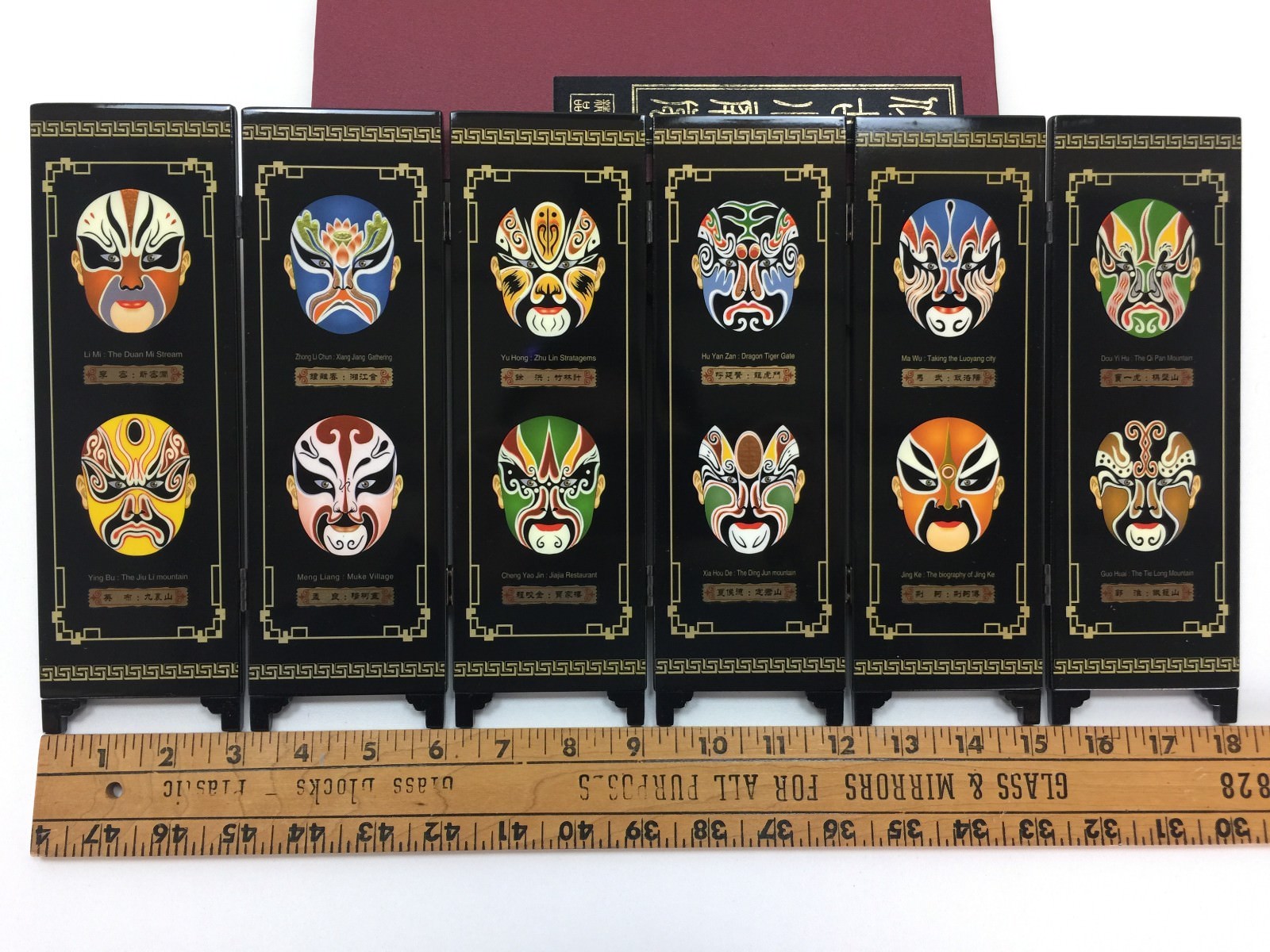 Chinese Mini 6 Panel Folding Screen Facial Makeup of Peking Opera Masks 18″ Asia