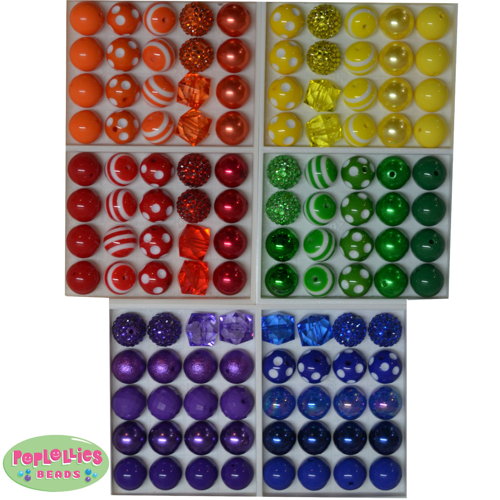 20mm Chunky Beads LOT 120 count Gum Ball Bubblegum Pretty and Bright