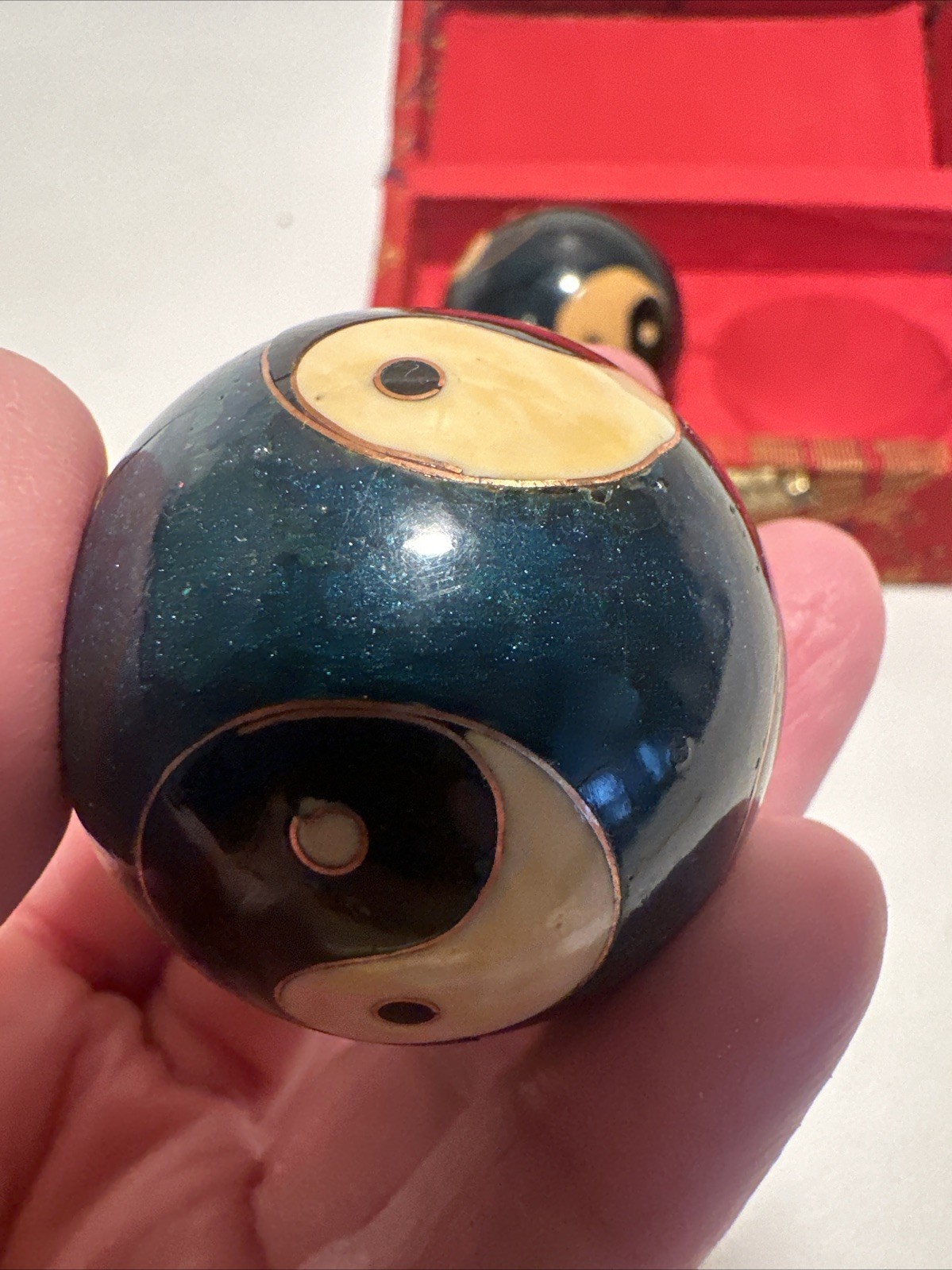 VTG 1990s Lotus Pond Healthy Ball Meditation Ben Wa Cloisonné Dragon & Phoenix
