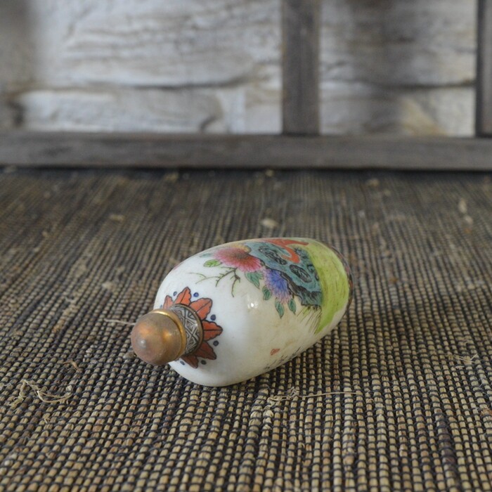 2.8″ Chinese Qing Famille Rose Porcelain Hand Painting Animal Dog Snuff Bottle