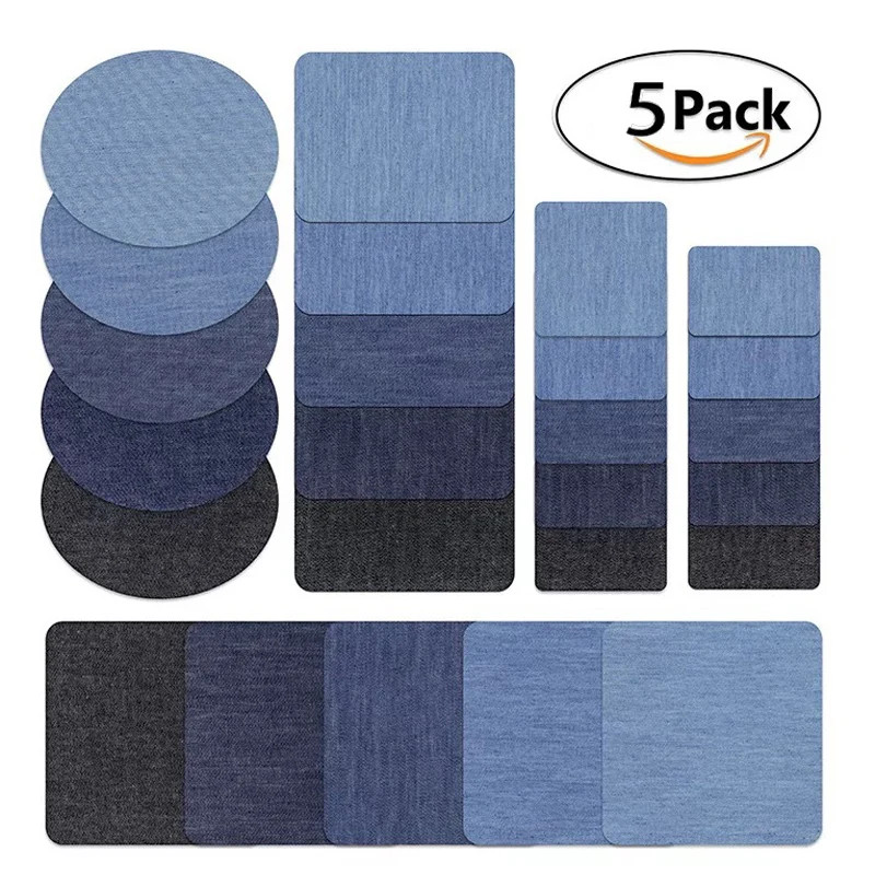 5Pcs Denim Patches DIY Iron on Denim Elbow Patches Repair Pants for Jean Clothin