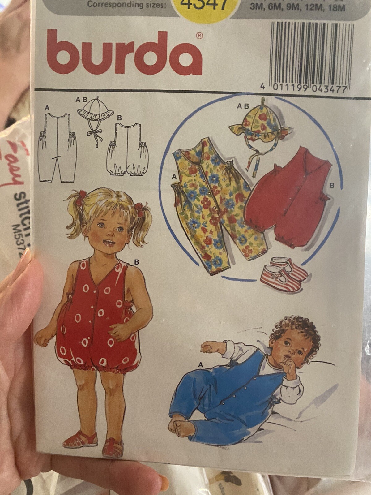 Cute Burda Baby Sewing Pattern 4347 Uncut Size 3-18 Months