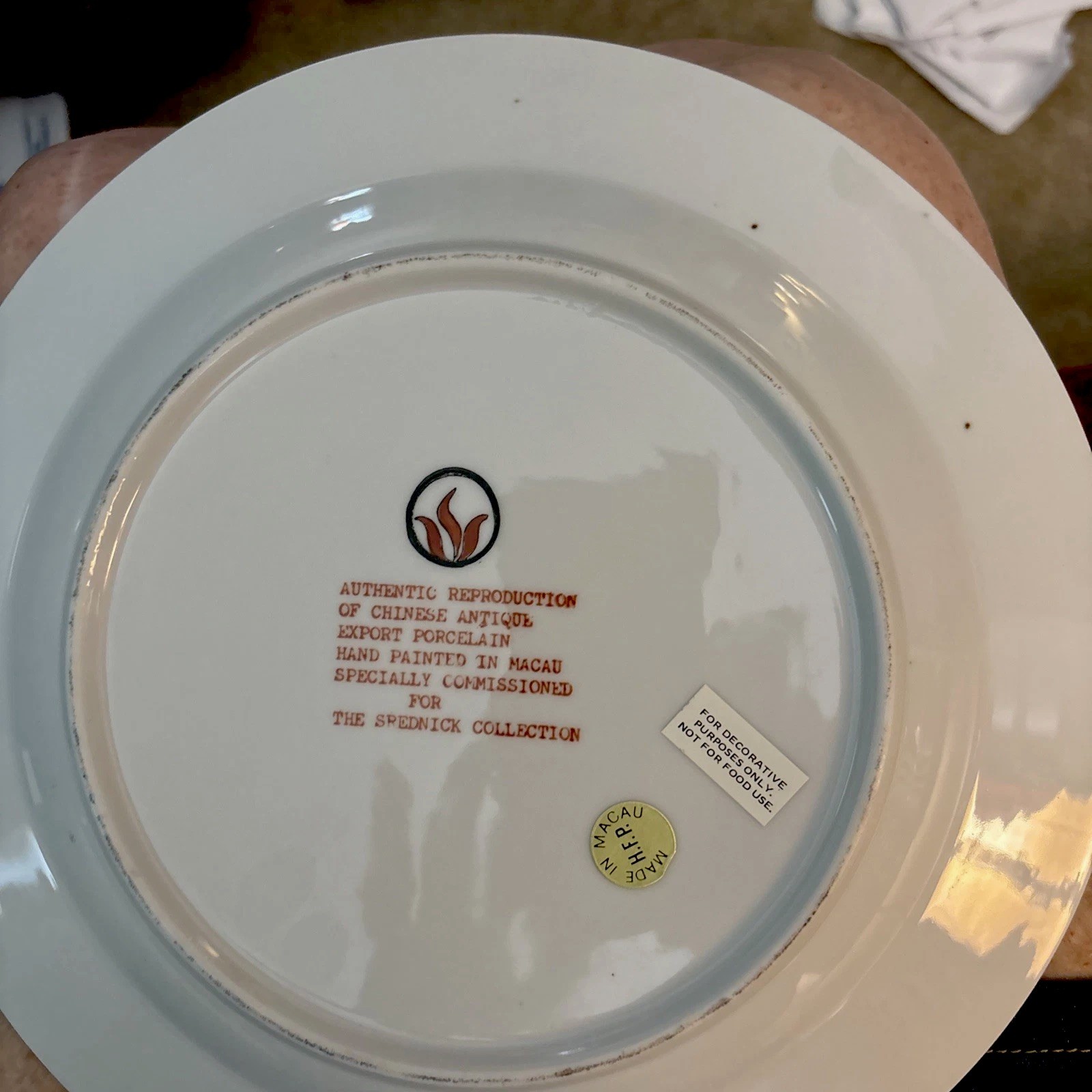 Vintage H.F.P. Macau Chinese Porcelain 10″ Hand-Painted Decorative Ship Plate