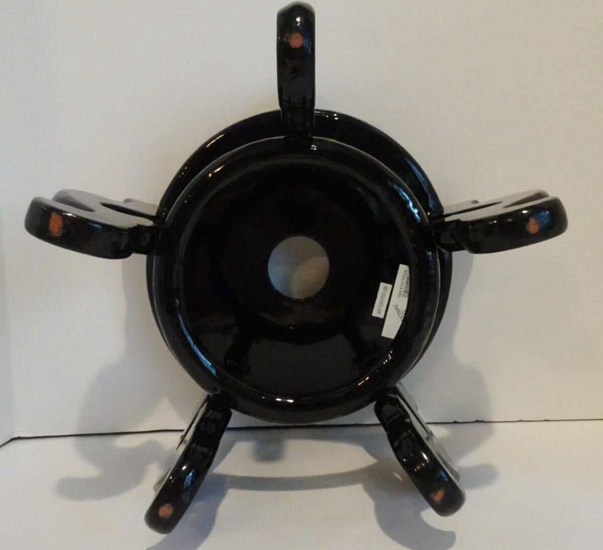 Asian Wood Stand 5 Leg Carved Pedestal Holds pot =10″ Diameter High Gloss Black