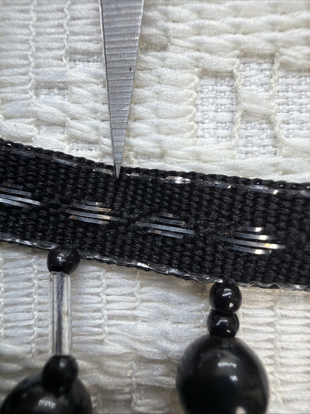 Black White Bead Ball Fringe 1.5″ Trim 2 yards Never used