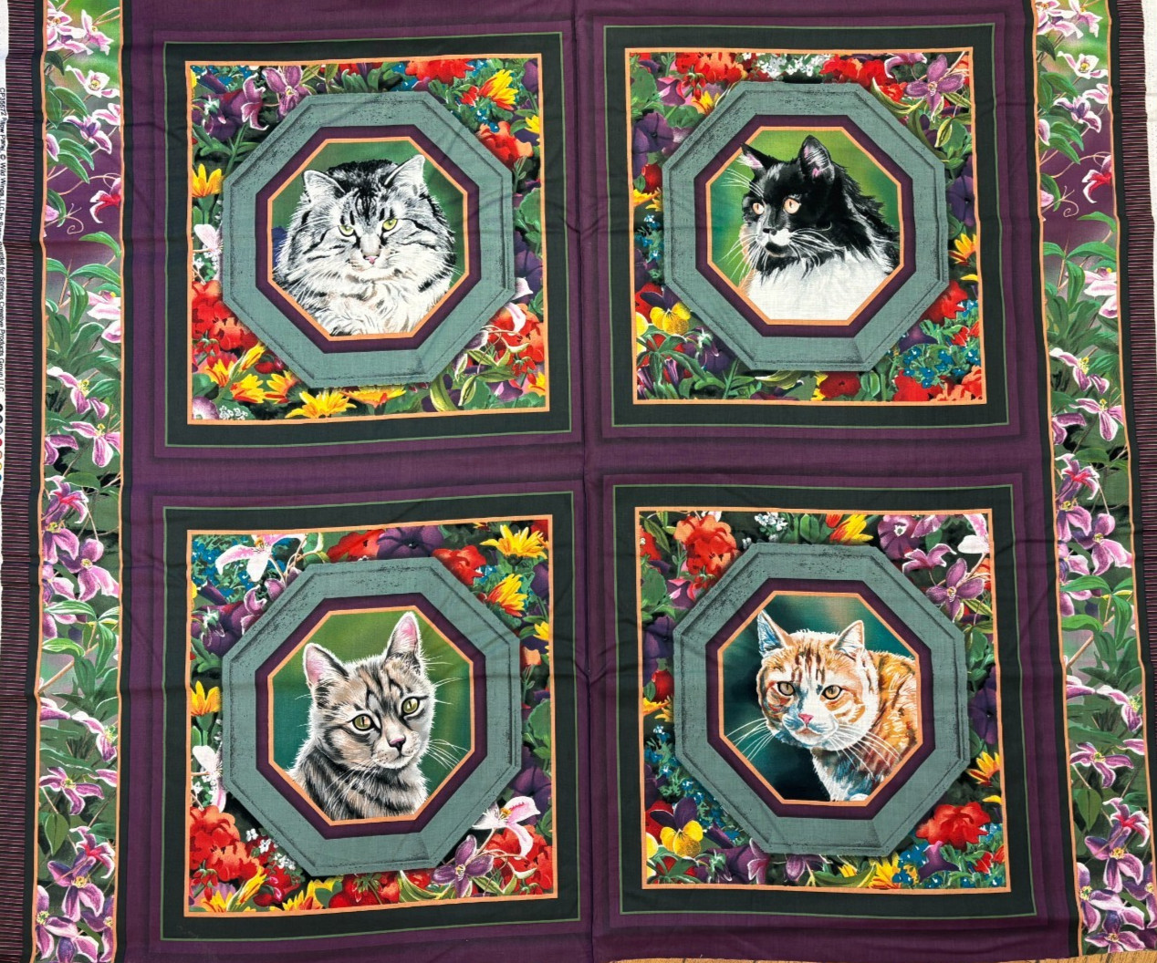 WILD WINGS- CAT NAP 4 BLOCK PANEL #CP35572 BY SUSAN BOURDET FOR SPRINGS (2010)