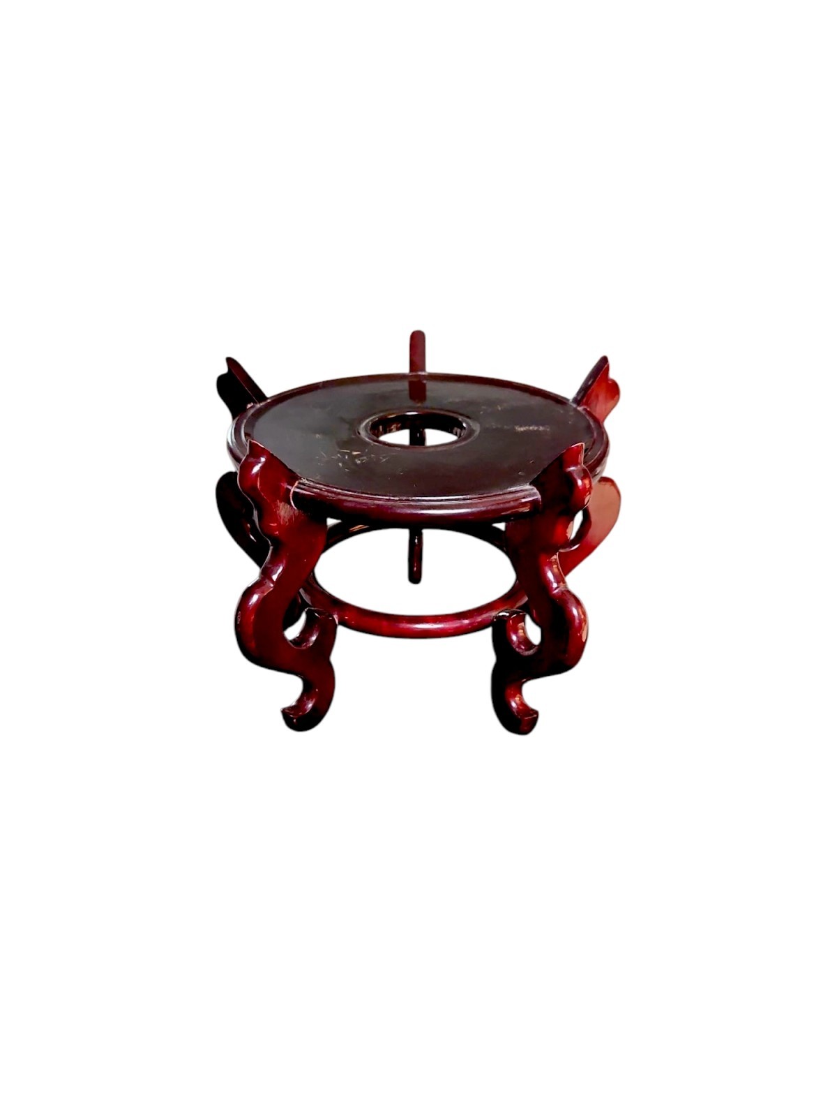 Vintage Chinese Wood Carved Display Stand Footed Pedestal for plant or Fish Bowl