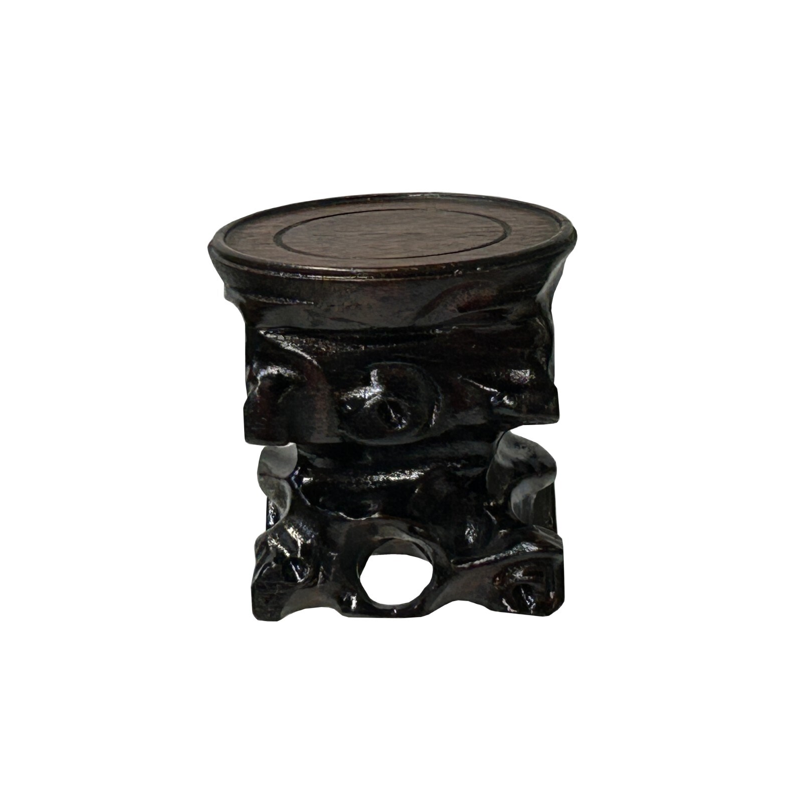 2.75″ Dark Brown Wood Carving Square Round Table Top Stand Riser ws4008